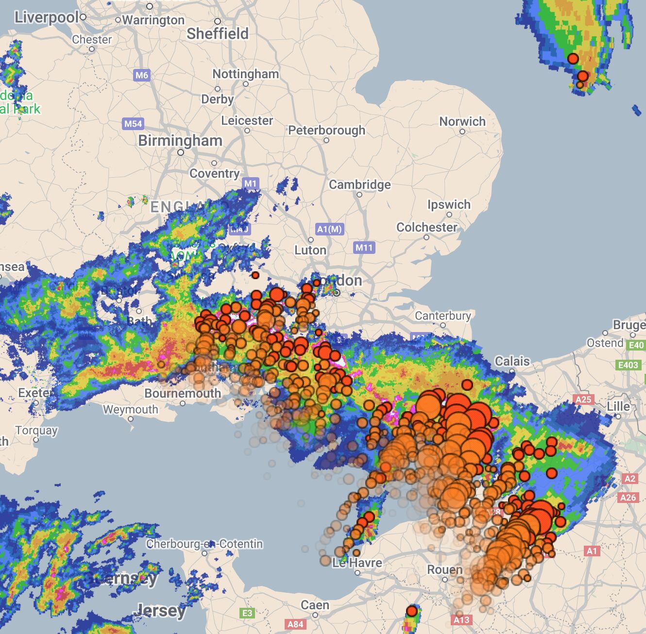 Lightning Strikes Hit Southern England in Intense Storms Weatherquest