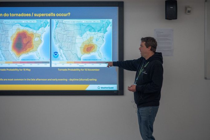 Chris Bell Lecturing about Storm Chasing